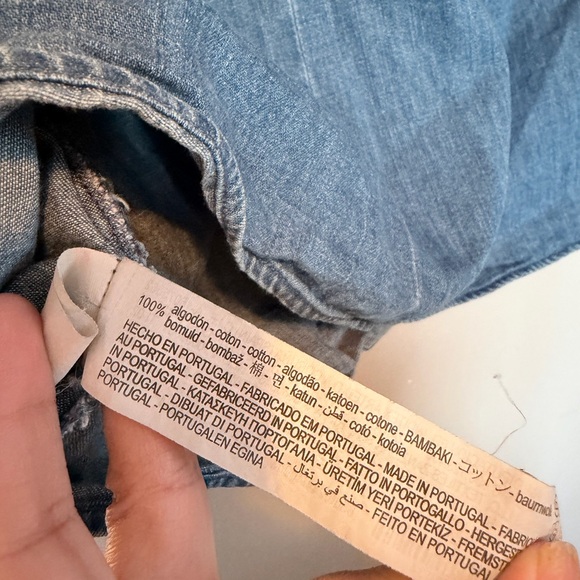 Zara Blue Denim Ruffle V-Front Blouse - Picture 7 of 7